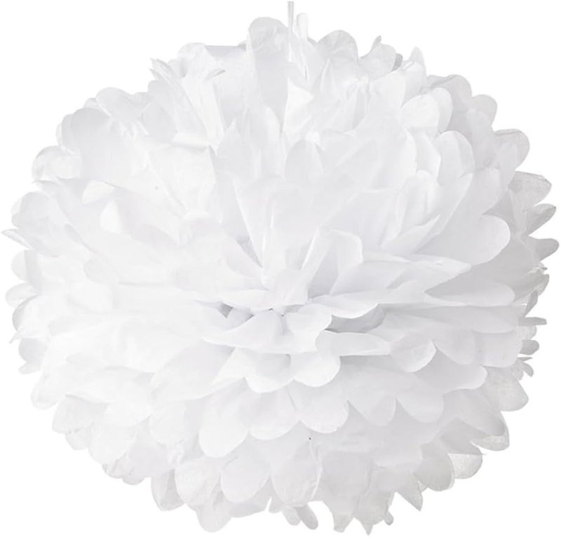 White Paper Pom Poms Tissue Flower Balls 10pcs Wedding Party Decorations Nursery Ceiling Hanging